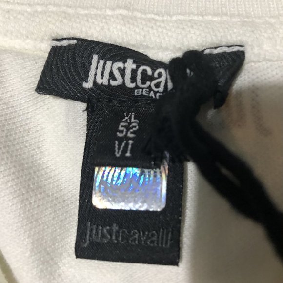 BNWT Just Cavalli Beach White & Green Polo T Shirt in size XL - Picture 4 of 4